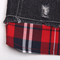 HKM-9542845 Denim Pet Clothes for Dogs - Four-Legged Styles in Navy and Red, Multiple Sizes Available