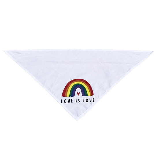 HKM-9543869 Rainbow Triangle Scarf for Dogs - Stylish Cotton Saliva Towel in White