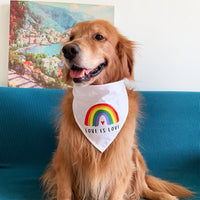 HKM-9543869 Rainbow Triangle Scarf for Dogs - Stylish Cotton Saliva Towel in White