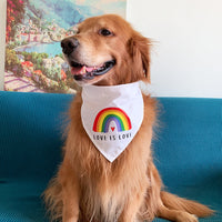 HKM-9543869 Rainbow Triangle Scarf for Dogs - Stylish Cotton Saliva Towel in White