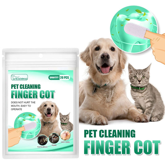 HKM-9544125 Pet Dental Cleaning Finger Stall - 20 Antibacterial Tooth Covers for Fresh Breath and Gum Care