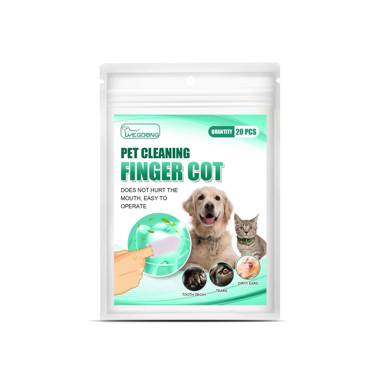HKM-9544125 Pet Dental Cleaning Finger Stall - 20 Antibacterial Tooth Covers for Fresh Breath and Gum Care