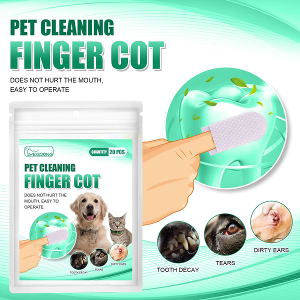 HKM-9544125 Pet Dental Cleaning Finger Stall - 20 Antibacterial Tooth Covers for Fresh Breath and Gum Care