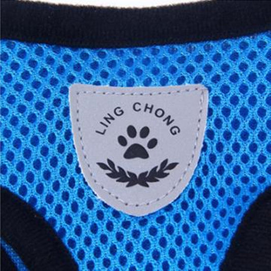 HKM-9545533 Cartoon Patterned Breathable Mesh Dog Vest Harness in Red, Blue, Black, and Pink