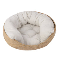 HKM-9546301 Hand-Woven Rattan Cat Nest with Scratching Board - Versatile Pet Bed for Cats and Small Dogs, Multi-Season Use