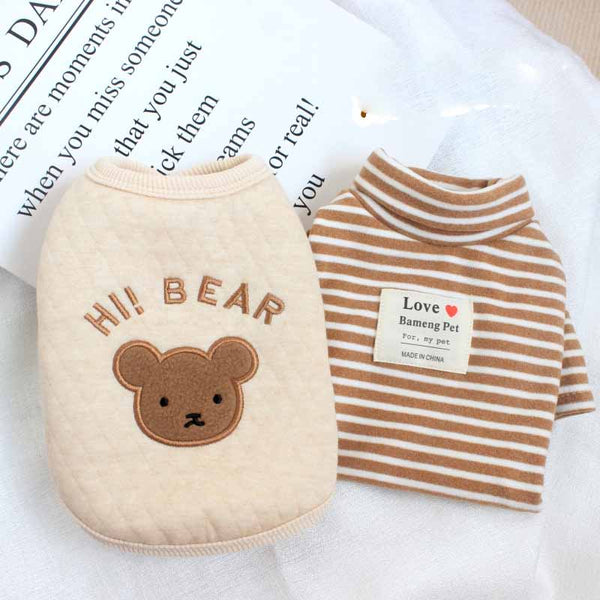 HKM-9546813 Cozy Cotton Vest Suit for Pets - High Collar Bottoming Shirt in Multiple Sizes