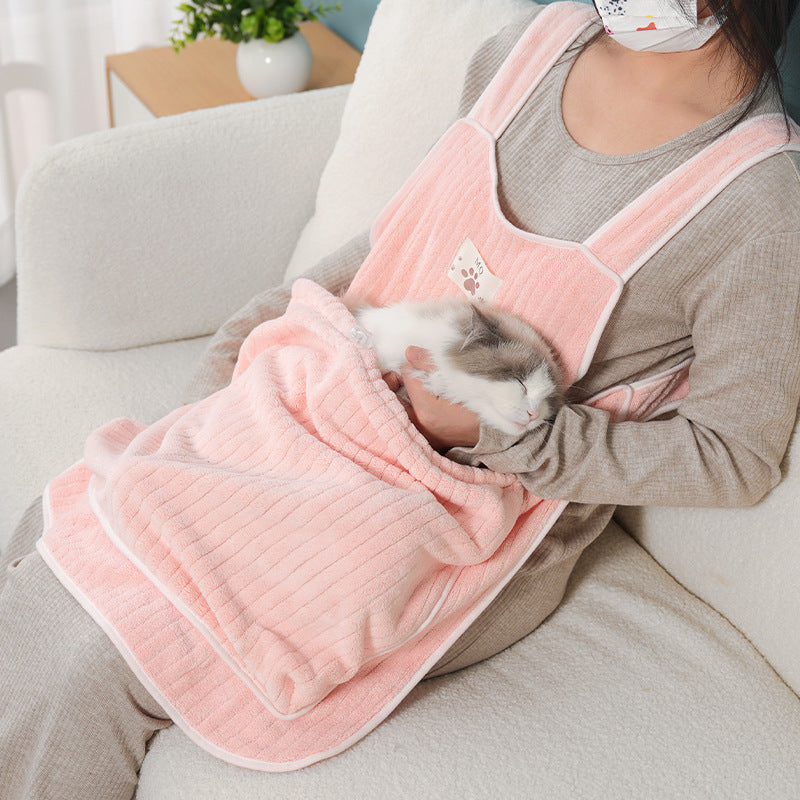 HKM-9547069 Petting Apron for Cats - Soft Cloth with Adjustable Holes - Multiple Color Options Available