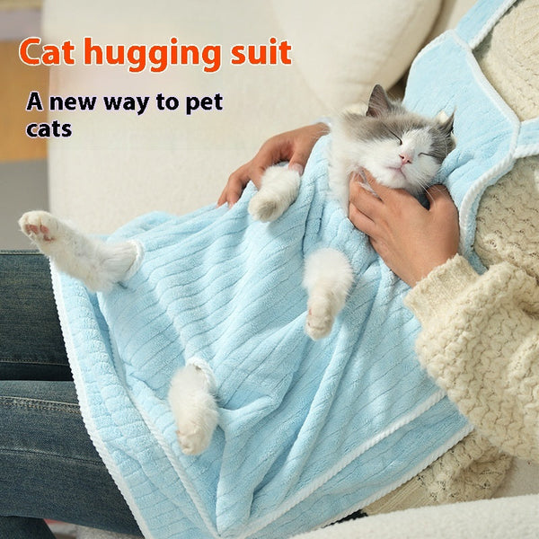 HKM-9547069 Petting Apron for Cats - Soft Cloth with Adjustable Holes - Multiple Color Options Available