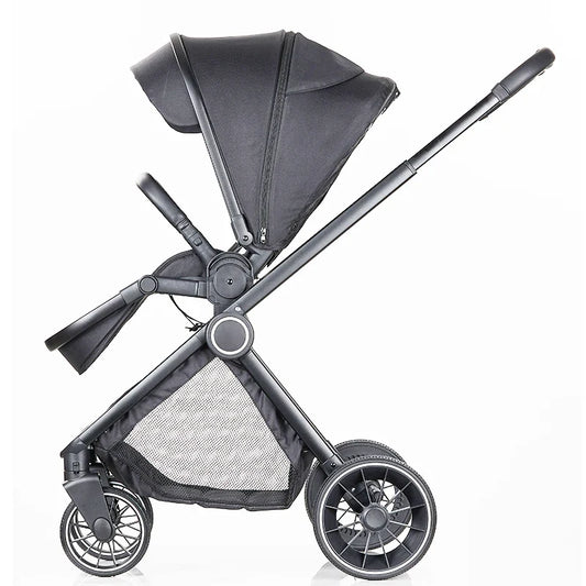 HKM-954707 Luxury High Landscape 3 in 1 Leather Baby Stroller with Car Seat and Large Wheels