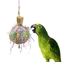 HKM-954771 Natural Straw Rope Toy for Parrots - 15cm Diameter, 23cm Length, Bite Resistant