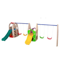 HKM-954963 Kids Outdoor Plastic Playhouse and Slide for Backyard Fun