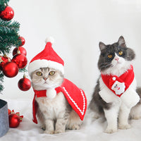 HKM-9550397 Christmas Pet Scarf and Hat Set with Cloaks and Seasonal Accessories for Dogs and Cats
