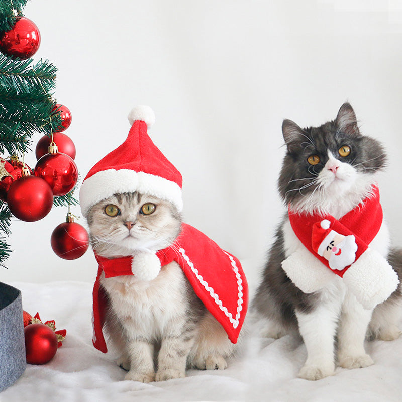 HKM-9550397 Christmas Pet Scarf and Hat Set with Cloaks and Seasonal Accessories for Dogs and Cats