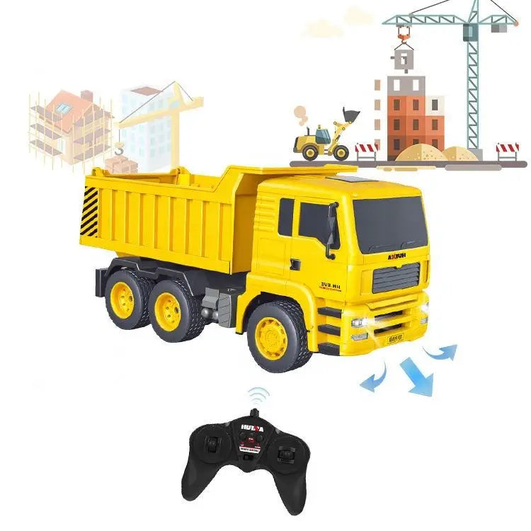 HKM-955091 1/18 RC Dump Truck for Kids - Remote Control Construction Vehicle, Plastic, Indoor-Outdoor Use