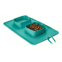 HKM-9552189 Collapsible Silicone Pet Bowl with Non-Slip Base - 390 x 235 x 50MM, Available in Black and Blue