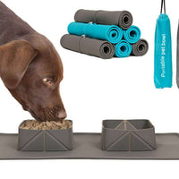 HKM-9552189 Collapsible Silicone Pet Bowl with Non-Slip Base - 390 x 235 x 50MM, Available in Black and Blue