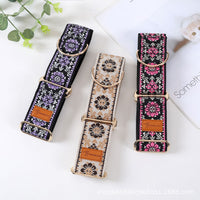 HKM-9553981 Floral-Pattern Adjustable Pet Collar in Turmeric, Purple, and Rose Red - My Size XS to L