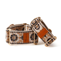 HKM-9553981 Floral-Pattern Adjustable Pet Collar in Turmeric, Purple, and Rose Red - My Size XS to L