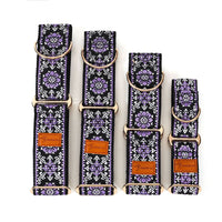 HKM-9553981 Floral-Pattern Adjustable Pet Collar in Turmeric, Purple, and Rose Red - My Size XS to L