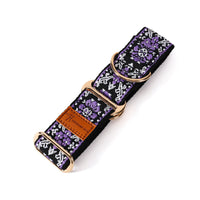 HKM-9553981 Floral-Pattern Adjustable Pet Collar in Turmeric, Purple, and Rose Red - My Size XS to L