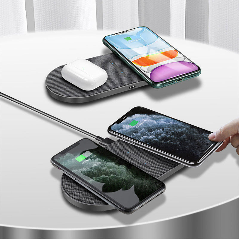 HKM-955539 2-in-1 Wireless Charger, 10W Quick Charge, USB-C Interface, Dual Output, Indicator Function