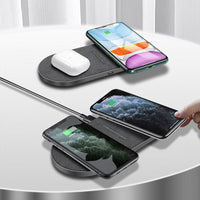 HKM-955539 2-in-1 Wireless Charger, 10W Quick Charge, USB-C Interface, Dual Output, Indicator Function