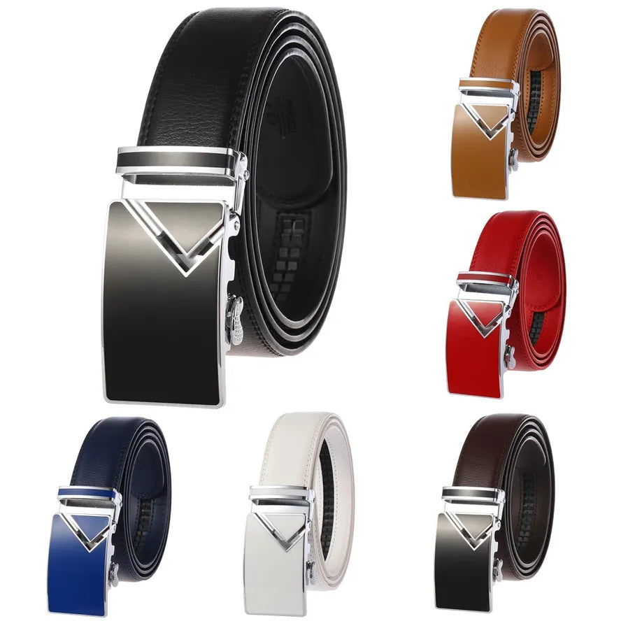 HKM-955539 Men's Automatic Buckle Genuine Cowhide Leather Belt - Style LY88362-1