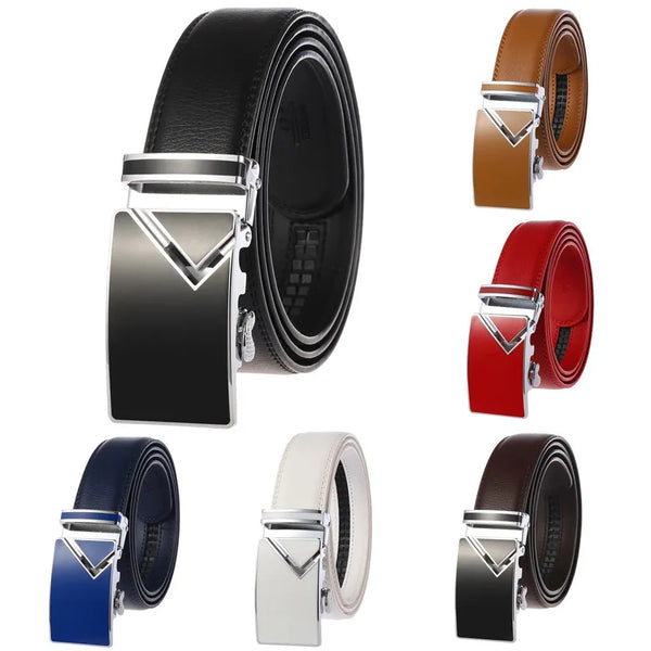 HKM-955539 Men's Automatic Buckle Genuine Cowhide Leather Belt - Style LY88362-1
