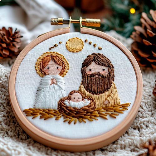 HKM-955667 Handmade Cross Embroidery DIY Kit - Landscape Design in Cotton and Linen, 24x24cm