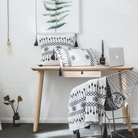 HKM-955667 Knitted Cotton Woolen Blanket with Geometric Pillowcases for Modern Home Décor