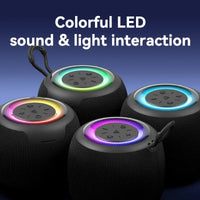 HKM-955667 Mini Waterproof Portable Bluetooth Speaker with Hi-Fi Bass and RGB LED Lights for Outdoor Use and Gaming