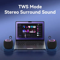 HKM-955667 Mini Waterproof Portable Bluetooth Speaker with Hi-Fi Bass and RGB LED Lights for Outdoor Use and Gaming