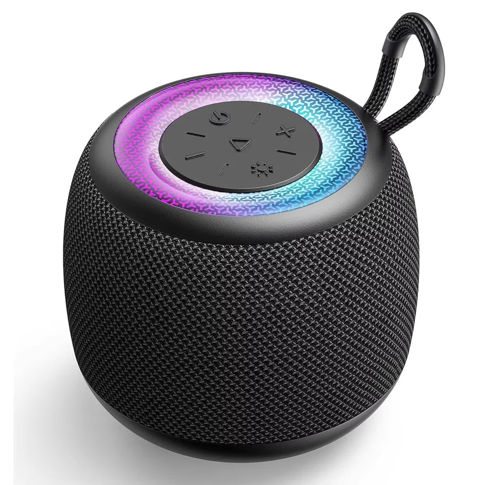 HKM-955667 Mini Waterproof Portable Bluetooth Speaker with Hi-Fi Bass and RGB LED Lights for Outdoor Use and Gaming