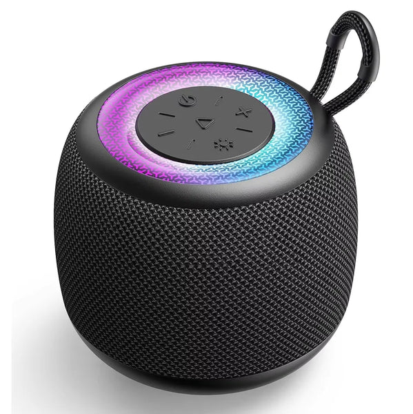 HKM-955667 Mini Waterproof Portable Bluetooth Speaker with Hi-Fi Bass and RGB LED Lights for Outdoor Use and Gaming