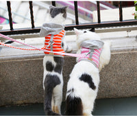 HKM-9557053 Cat Hooded Vest Harness and Leash Set for Outdoor Adventures, Adjustable XS/S, Cotton & Oxford Cloth, Pink & Orange