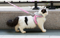 HKM-9557053 Cat Hooded Vest Harness and Leash Set for Outdoor Adventures, Adjustable XS/S, Cotton & Oxford Cloth, Pink & Orange