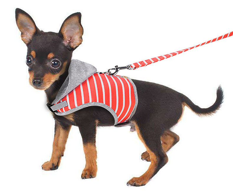 HKM-9557053 Cat Hooded Vest Harness and Leash Set for Outdoor Adventures, Adjustable XS/S, Cotton & Oxford Cloth, Pink & Orange