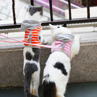 HKM-9557053 Cat Hooded Vest Harness and Leash Set for Outdoor Adventures, Adjustable XS/S, Cotton & Oxford Cloth, Pink & Orange