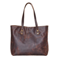 HKM-955731 Women’s Genuine Leather Tote Bag, Vintage Full Grain Cowhide with Cotton Lining, Versatile Double Handle Shoulder Bag for All Seasons