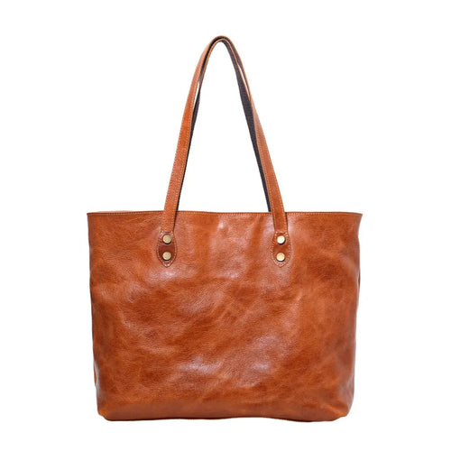 HKM-955731 Women’s Genuine Leather Tote Bag, Vintage Full Grain Cowhide with Cotton Lining, Versatile Double Handle Shoulder Bag for All Seasons