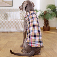HKM-9557437 Heavy Cotton Plaid Dog Jacket with Reflective Strap for Winter Warmth
