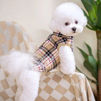 HKM-9557437 Heavy Cotton Plaid Dog Jacket with Reflective Strap for Winter Warmth