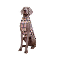 HKM-9557437 Heavy Cotton Plaid Dog Jacket with Reflective Strap for Winter Warmth