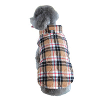 HKM-9557437 Heavy Cotton Plaid Dog Jacket with Reflective Strap for Winter Warmth