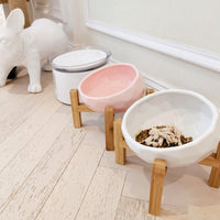 HKM-9557949 Ceramic Cat and Dog Food Bowls with Bamboo Wood Frames for Comfortable Feeding