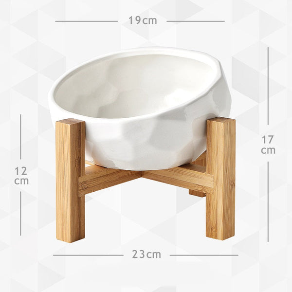 HKM-9557949 Ceramic Cat and Dog Food Bowls with Bamboo Wood Frames for Comfortable Feeding