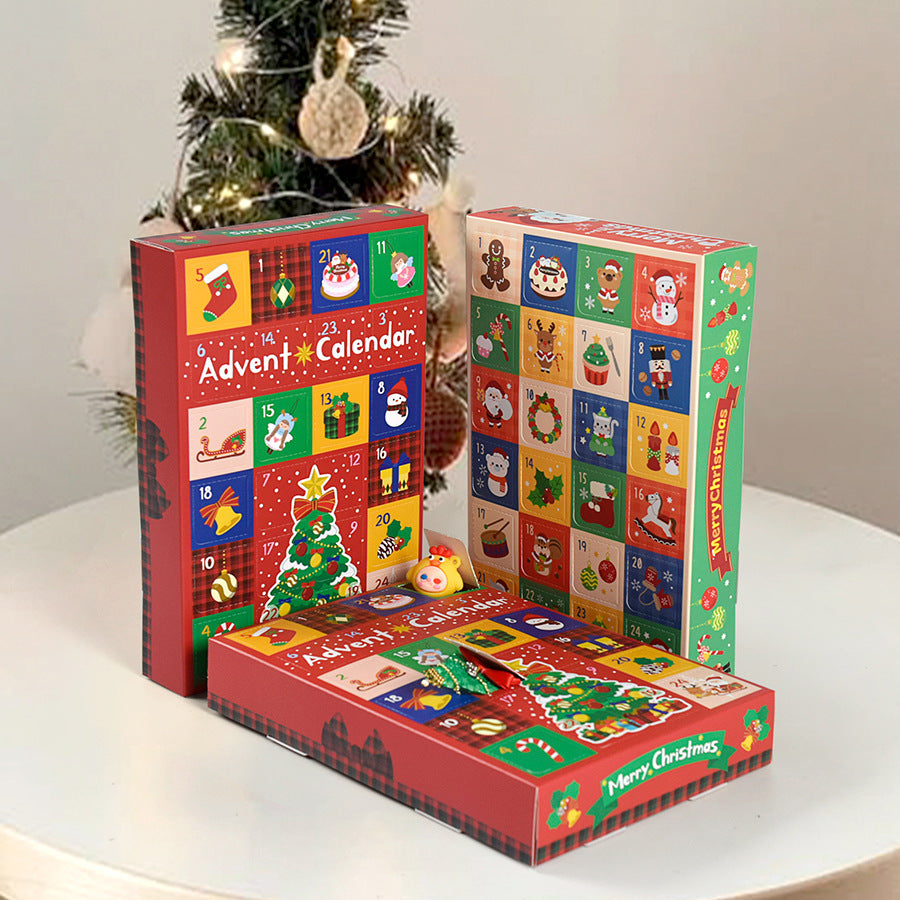 HKM-955795 24-Grid Christmas Gift Box with Surprise Calendar Design, 25x17x4 cm