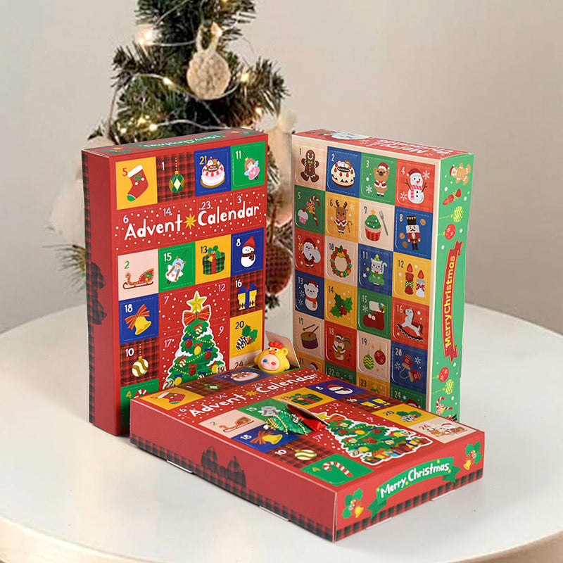 HKM-955795 24-Grid Christmas Gift Box with Surprise Calendar Design, 25x17x4 cm