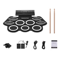 HKM-955859 Foldable Silicone Electric Drum Pad with 12 Demo Songs and 7 Drum Sounds