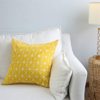 HKM-956051 Japanese-Style Lattice Cushion Cover in Cotton and Linen Blend - Pillowcase Only